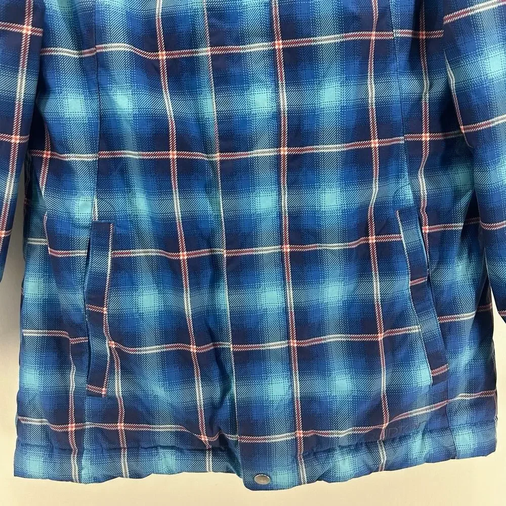 Burton Girl’s Elodie Snowboard Jacket Insulated Waterproof Blue Plaid X-Large
